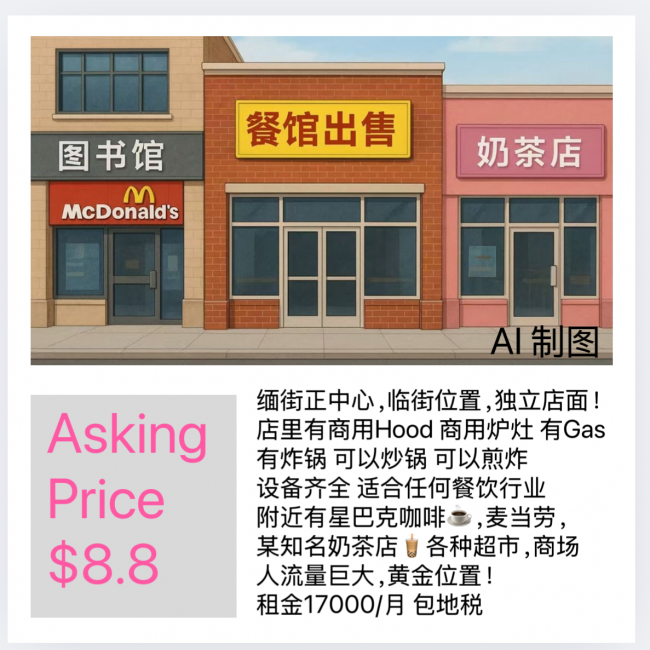 缅街正中心，临街位置，独立店面！餐馆 class=